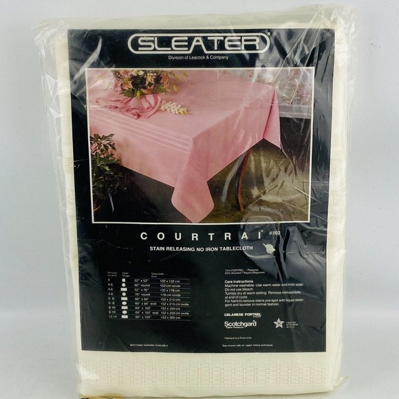 Vintage Sleater Courtrai Tablecloth Ivory Cream 60 x 102 Stain Releasing No Iron - Picture 5 of 9